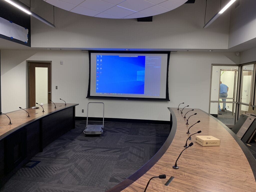 PEFCU boardroom A/V setup