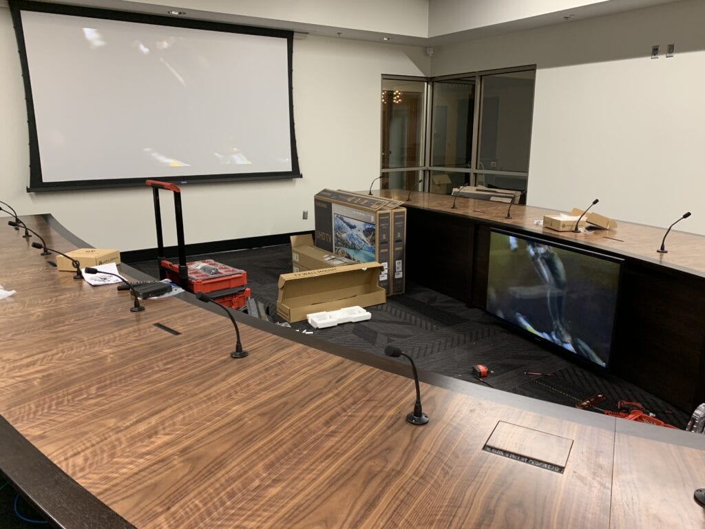 PEFCU boardroom A/V setup